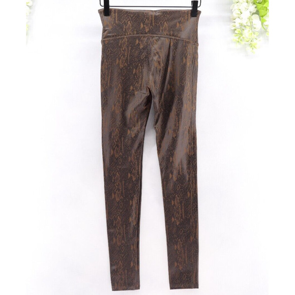 Spanx Women's Snake Printed Faux Leather Leggings Brown Sz M - Picture 2 of 10